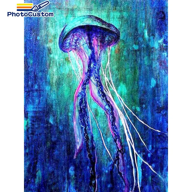 

PhotoCustom Frame 5D Diamond Embroidery jellyfish Diamond Painting Mosaic Animals Home Decoration New Arrival