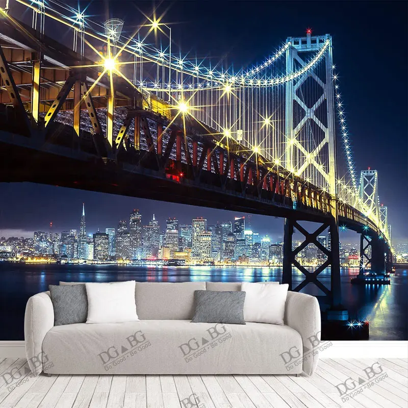 Обои для современных стен перегородка Окленда мост городской вид роспись