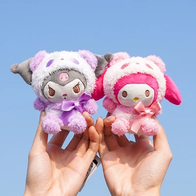 

10Cm Kawaii Sanrio Cinnamoroll Kuromi Melody Kt Cat Soft Fill Plush Pendant Key Buckle Backpack Decoration Kawaii Girl Gift Toys