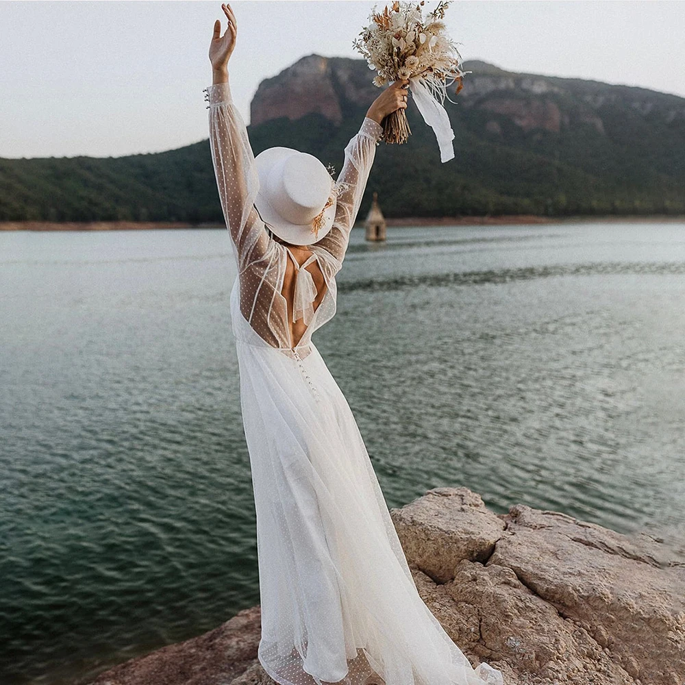 Женское Тюлевое платье в горошек TIXLEAR Пляжное свадебное стиле бохо невесты с