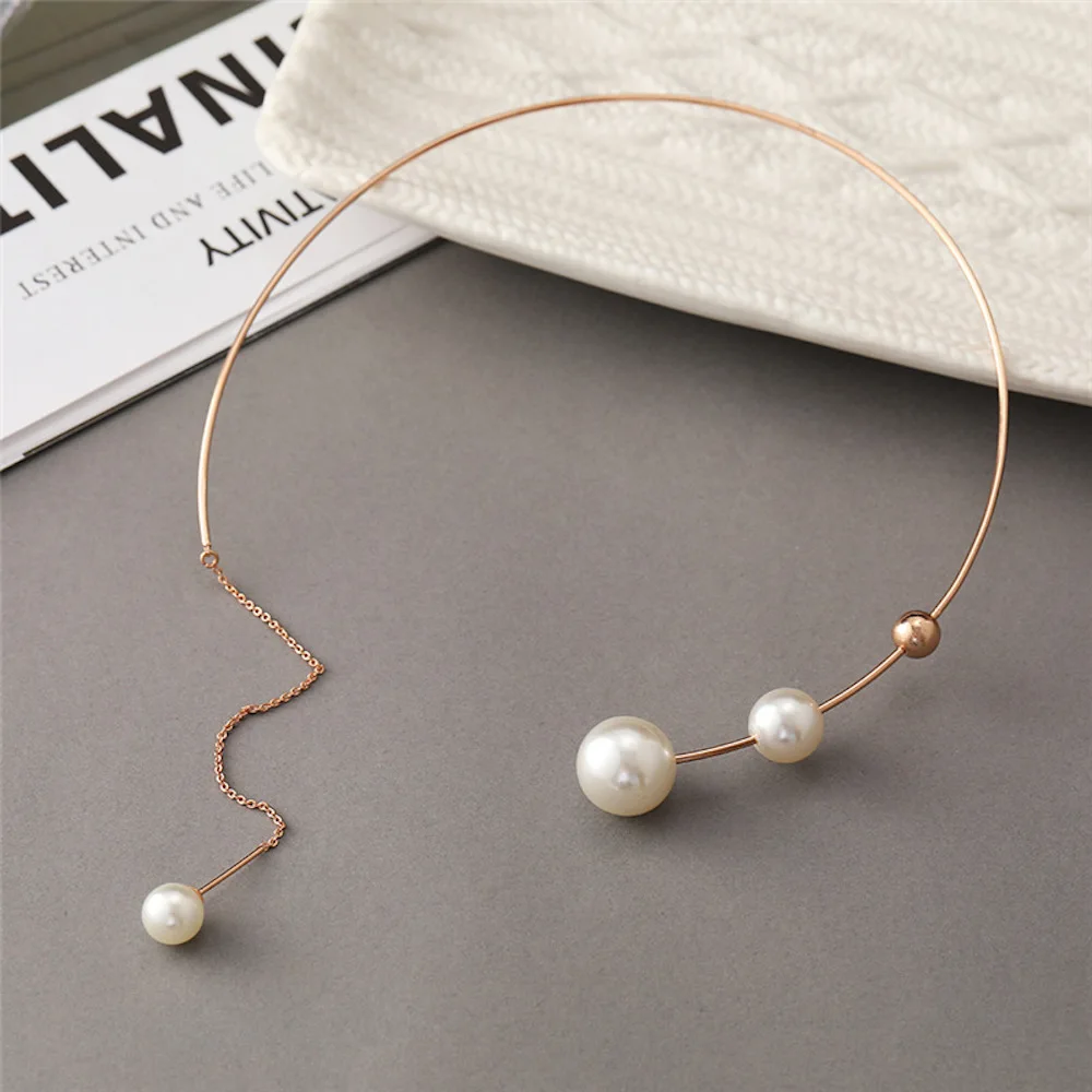 

SUMENG 2022 New Fashion Elegant Big White Imitation Pearl Choker Clavicle Chain Necklace For Women Wedding Jewelry Collar Gifts