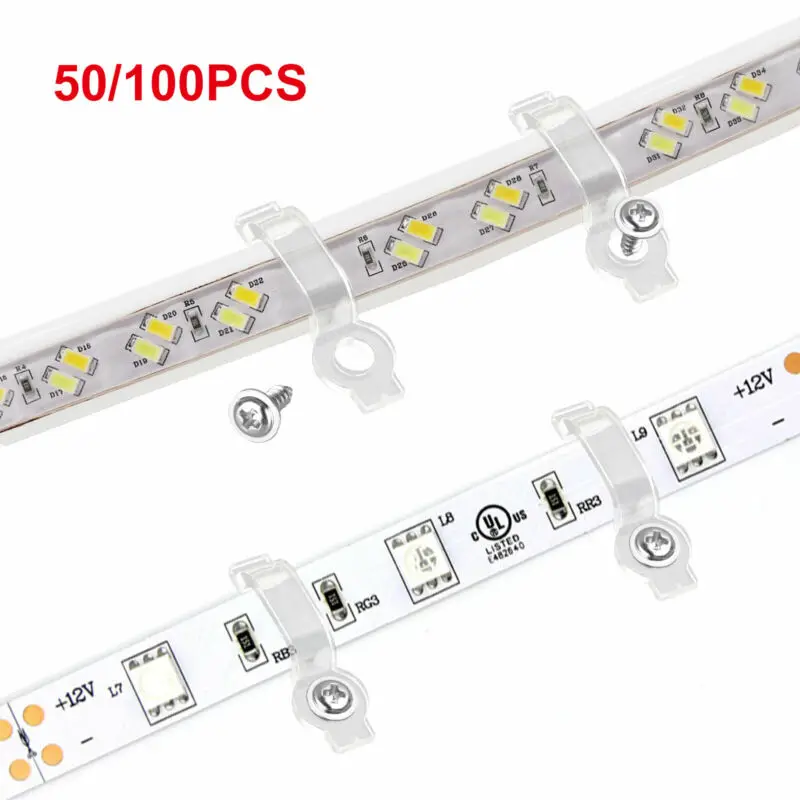 

50/100pcs Mounting Brackets Clip Fixing Clips For 3528/5050/5630/3014 SMD LED Tube Tape Light Strip Clamp Brackets With Screws