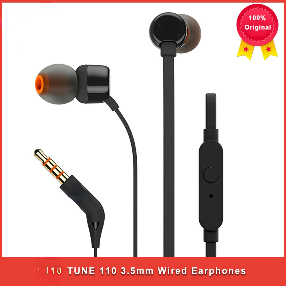 

comfortable durable 3.5mm Wired Earphones T110 Stereo Music Deep Bass Earbuds Sports Headset In-line Control Handsfree with Mic