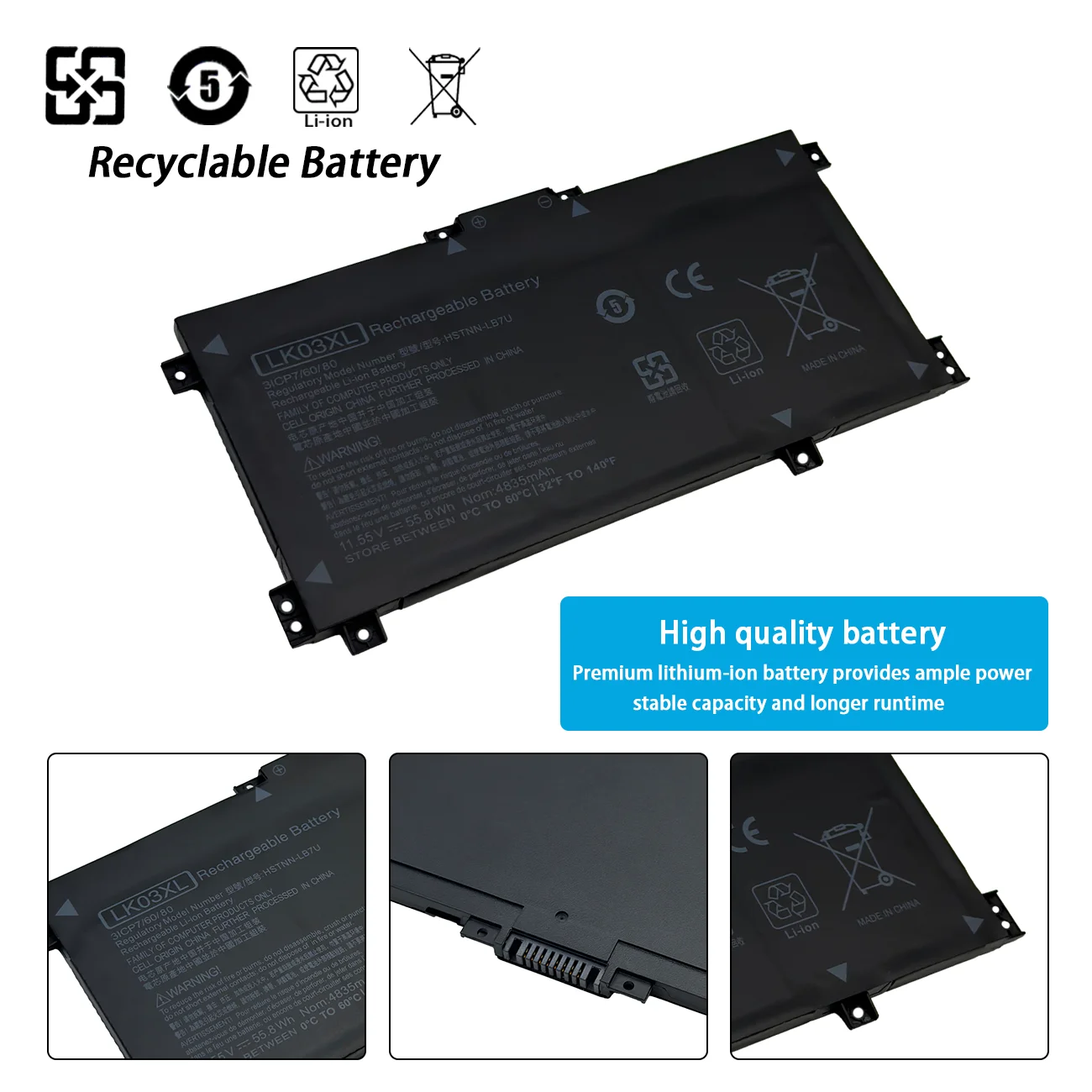 Новый аккумулятор для ноутбука LK03XL HP TPN-W127W128 W129 W13415-bp100TX 15-CN0000TX серии HSTNN-LB7U 916368 -421