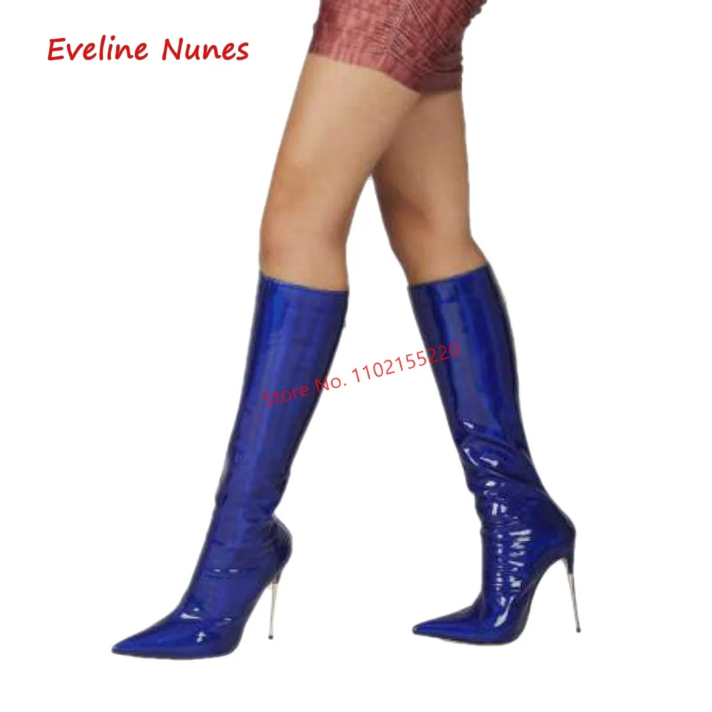 Green Party Knee High Boots 2022 Autumn New Arrival Solid Pointed Toe Stiletto Back Zipper Elegant Shoes For Free Shipping