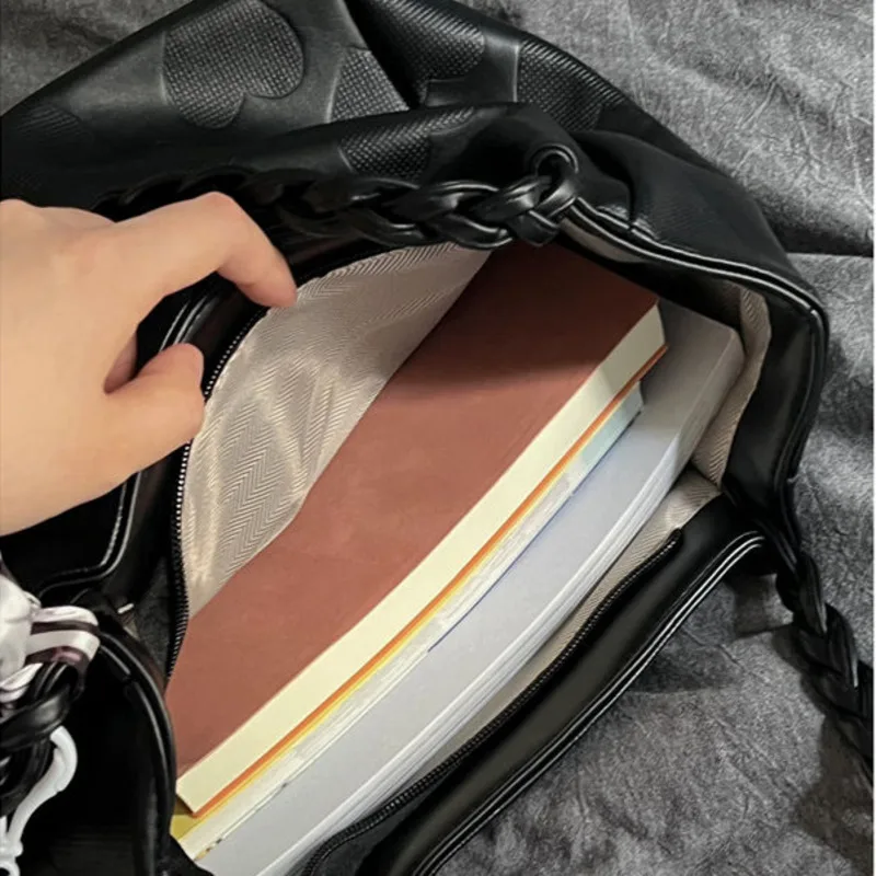 Корейская модная сумка с принтом сердца для женщин вместительная через плечо из