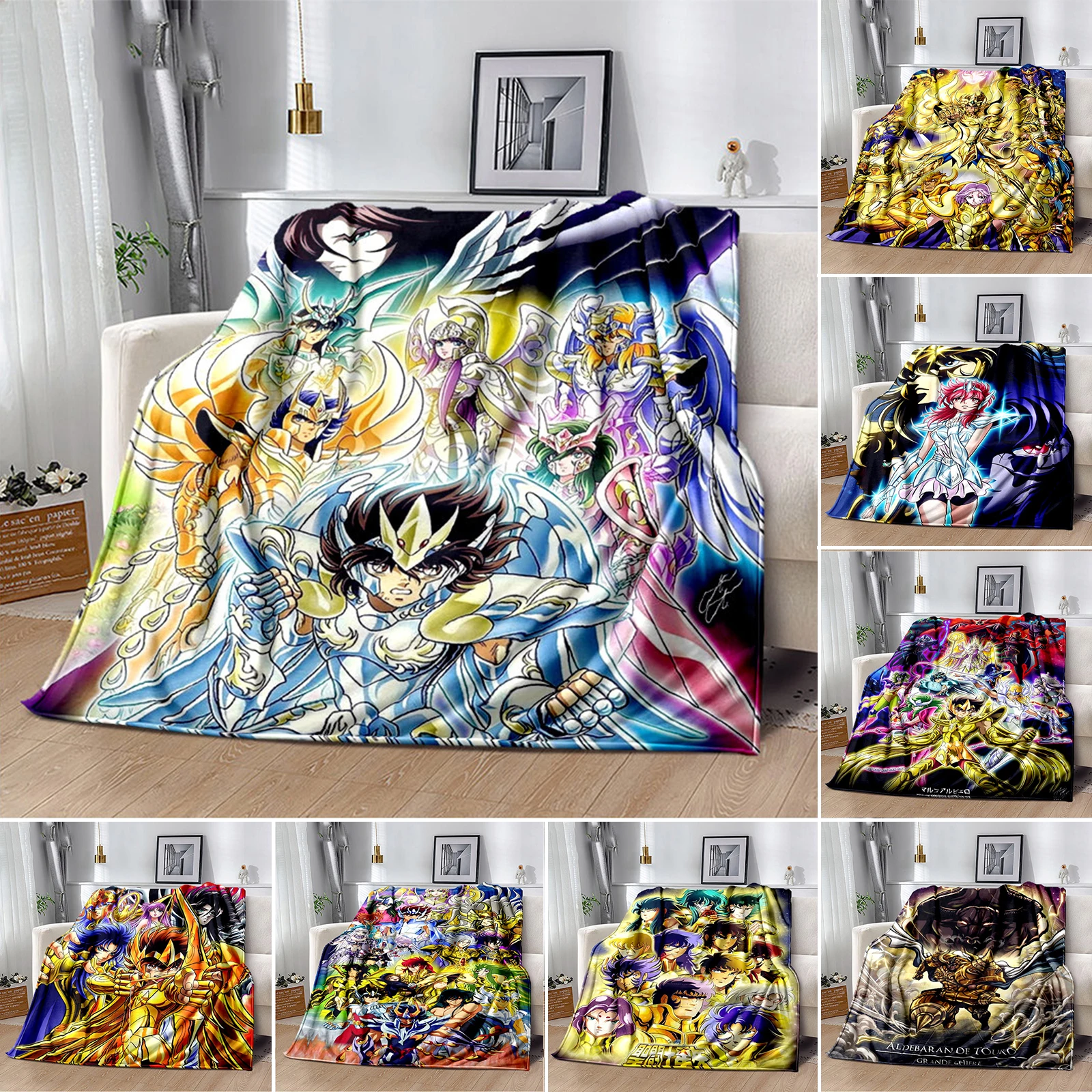 

Cartoon Saint Seiya series flannel blanket Classics Animated character seiya Patterned Children sofa bed Super soft warm blanket