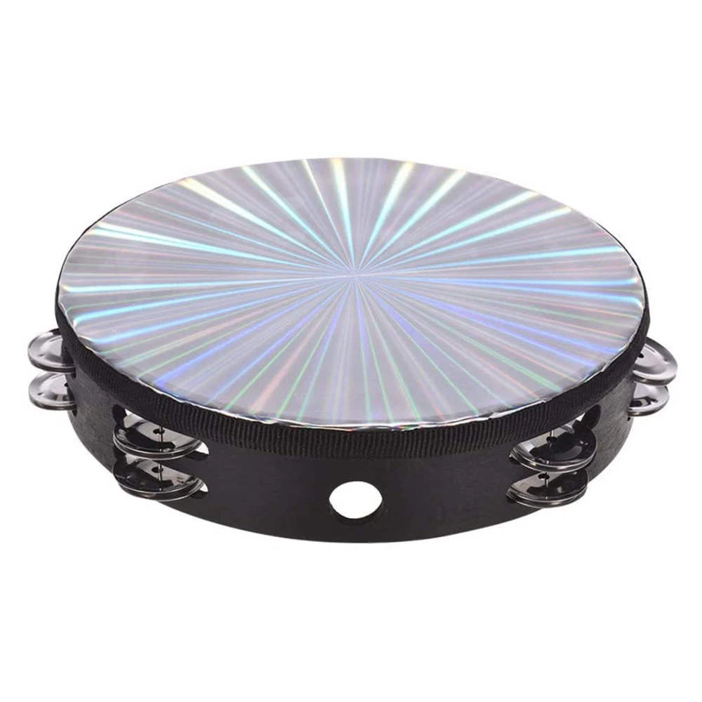 

Percussion Instrument Laser Double Row Tambourine 10inch Wooden Blow Radiant Musical Toys Toy Hand Drum