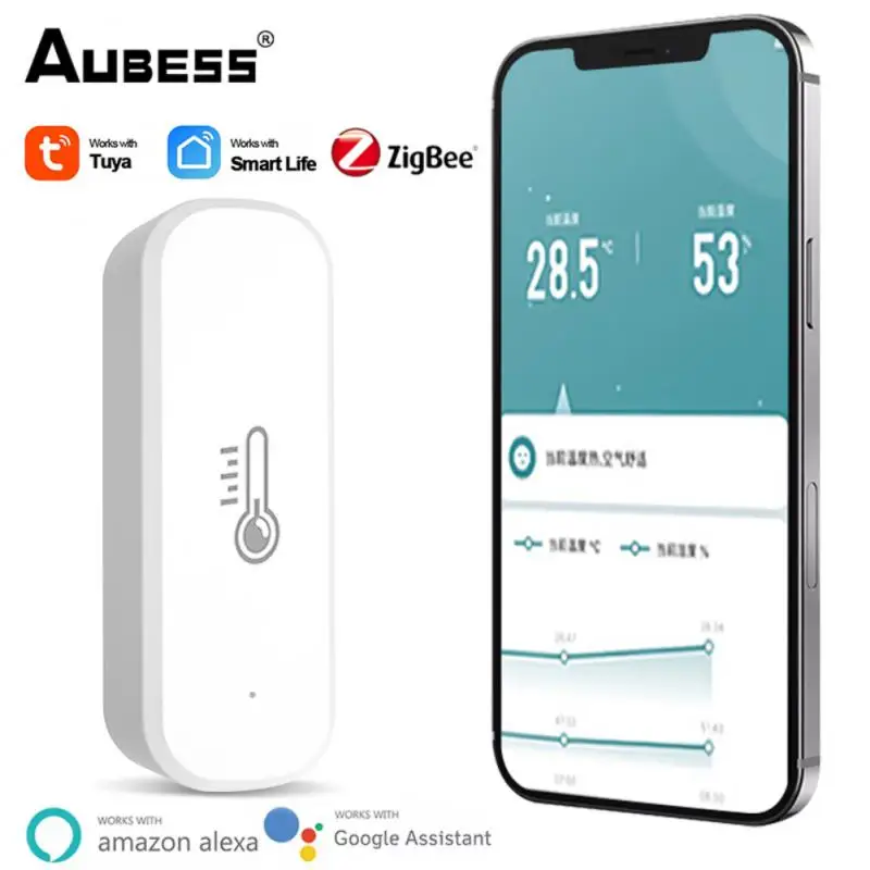 

Aubess Zigbee Temperature Humidity Sensor Indoor Thermometer Hygrometer Smart Home Security Alarm System For Tuya Smart Life