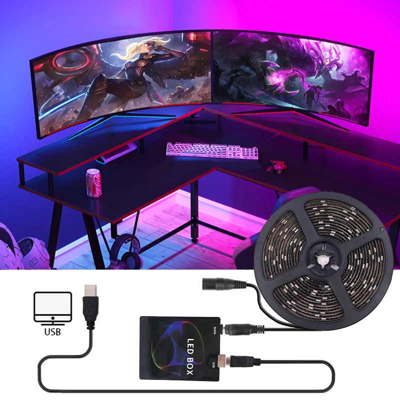 LED 1M 2M 3M 4M 5M LED Strip Light WS2812B 5050RGBW Dream Color Ambient PC Screen Backlight Set for Room LED Strip Neon LED Tape