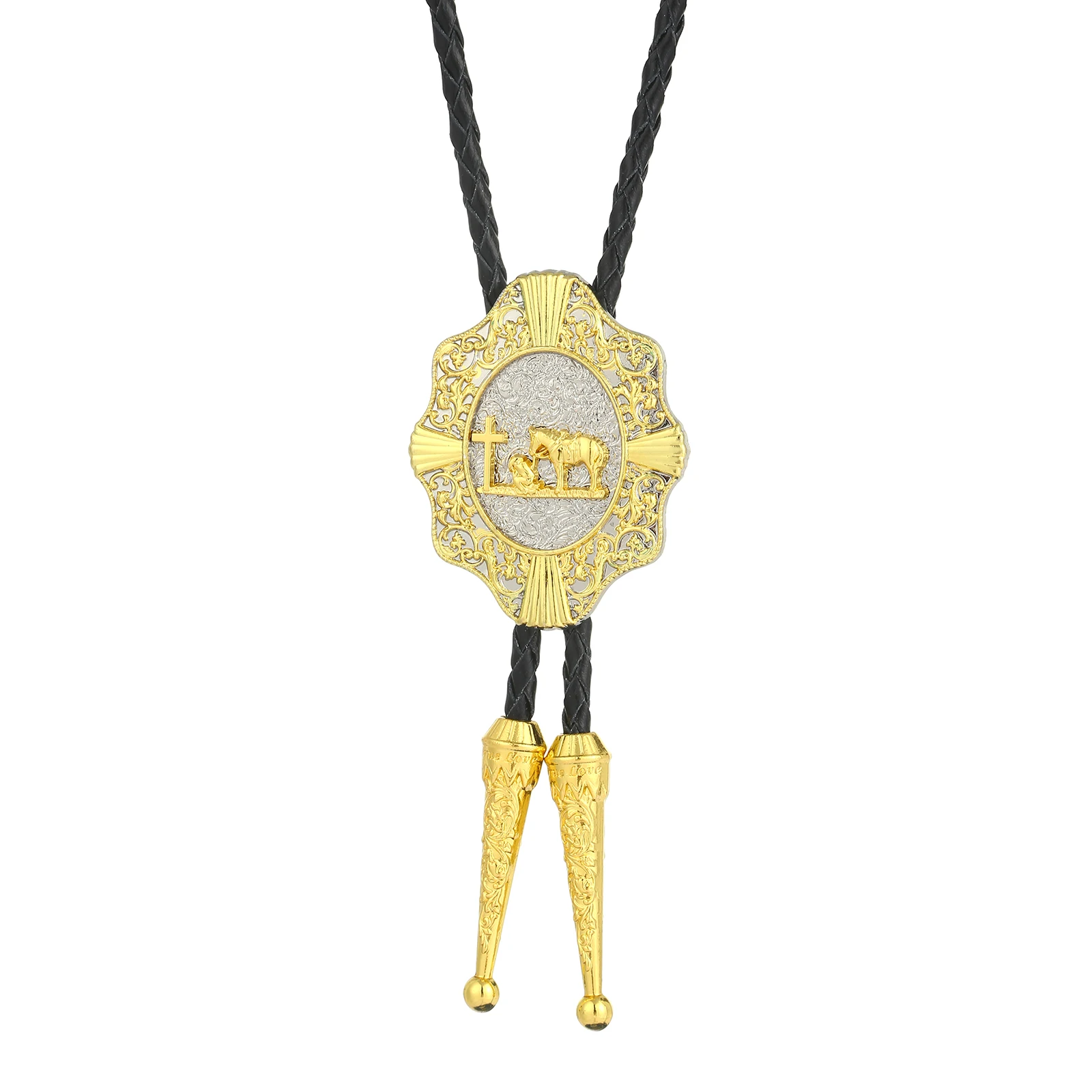 

Western cowboy zinc alloy men's two-color lace leather rope animal models BOLO tie fashion all-match