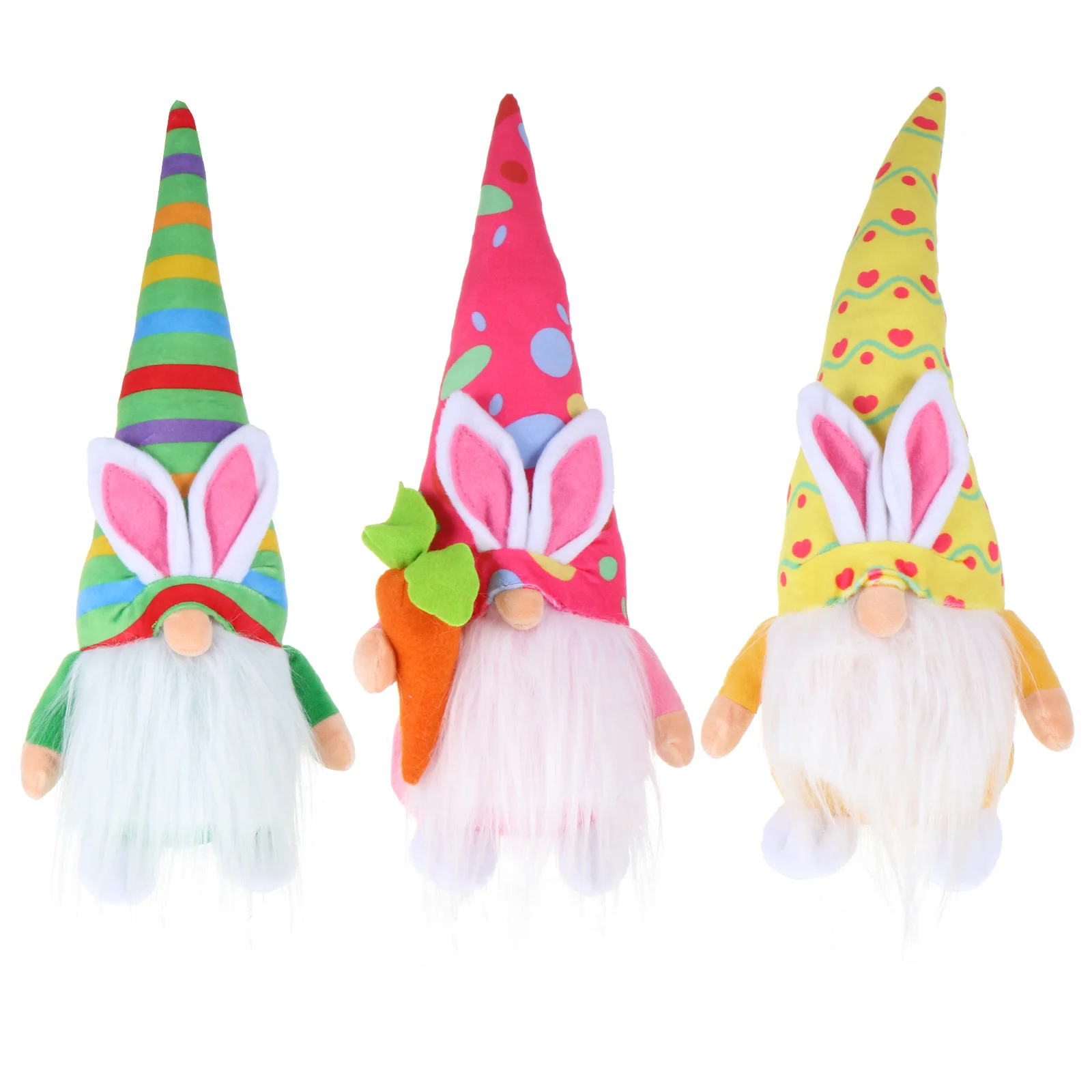 

1 Set 3 Pcs Easter Elf Adornments Plush Rabbit Ear Gnome Dolls (Assorted Color)