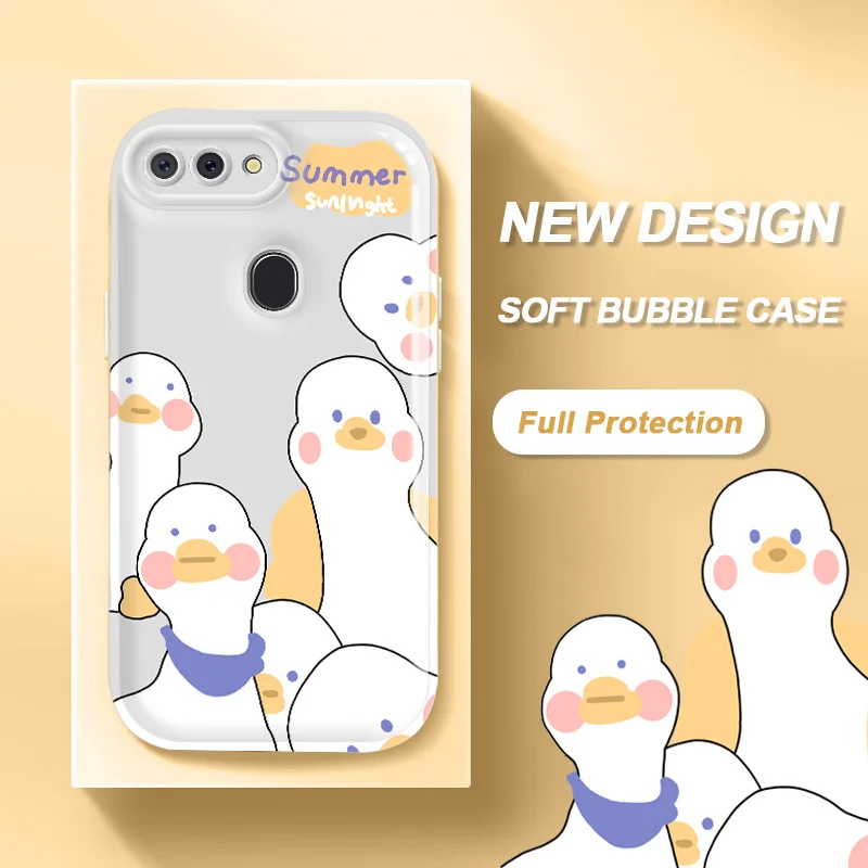 

Duck Phone Case for OPPO F11 A9 2019 A9x F9 Pro A7X A57 5G R15 R17 Find X3 Realme 2 U1 Narzo 50 Camera Protection Soft TPU Cover