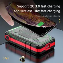 30000mAh Solar Power Bank Fast Qi Wireless Charger for iPhone 12 Huawei Samsung S21 Xiaomi Poverbank