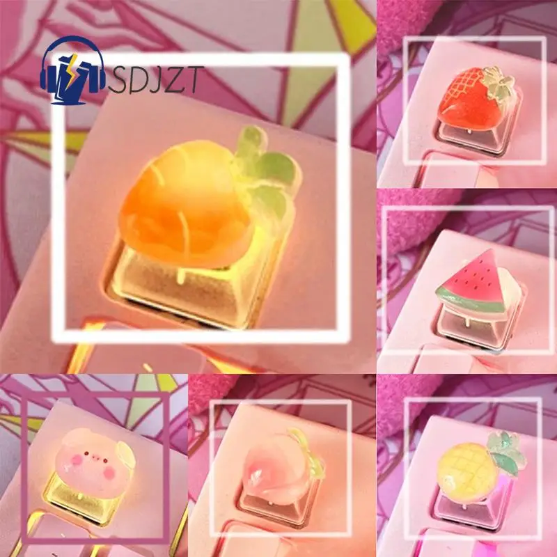 

Клавиатура с мультяшными фруктами, милое украшение, мультяшная клавиатура, аксессуары для механической клавиатуры с перекрестными осями