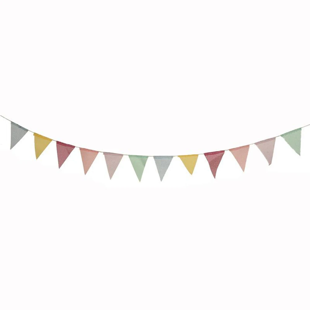 

European-style Colorful Pull Flag For Pastel Party Kids Playhouse Baby Shower Imitation Linen Triangle 12 Flags 1PC 4M 1pc