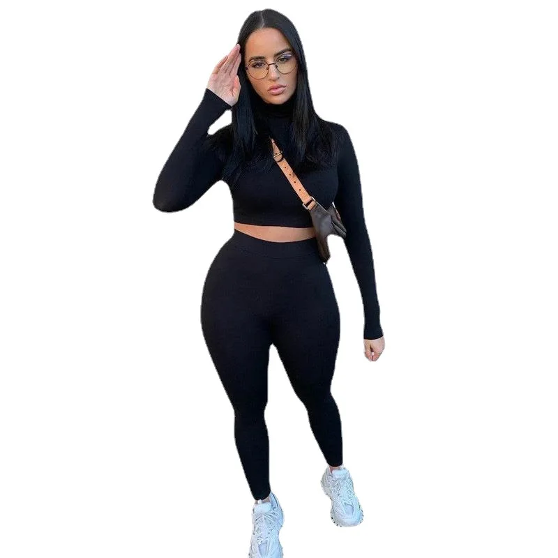 

Autumn Sport Two Piece Pant Sets Track Suits Sweatsuit Women's Crop Top Plain Jogger Pants Tracksuit 2 Piece Yoga Set Outfits