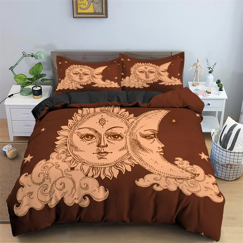 

Galaxy Astrology Constellation Bedding Set Sun and Moon Duvet Cover Set Bohemian Polyester Quilt Cover Queen Size for Kid Adult