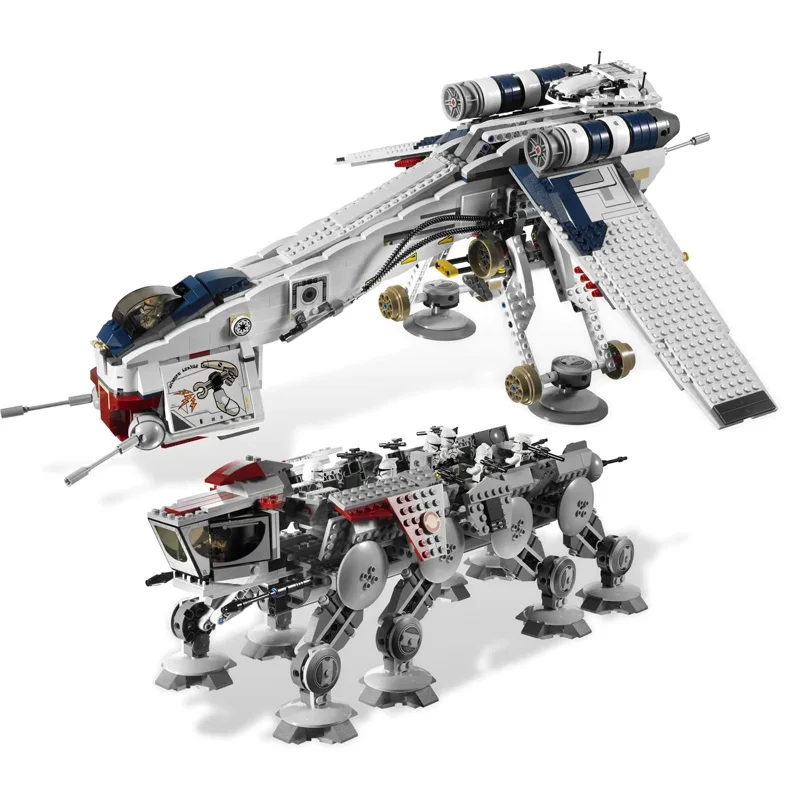 

1758PCS Star Plan Movie Republic Dropship With AT-OT Walker Compatible 1019505053 Building Blocks Bricks Transport Ship Toy Gift