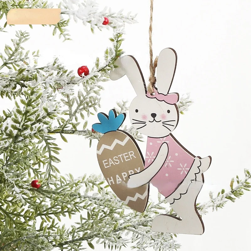 

Easter Party Wooden Crafts Simple Rabbit Ornament Creative Home Decoration Easter Spring Egg Bunny Small Pendant Gift For Kids