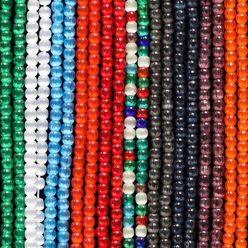 Стеклянные бусины круглой блестящей формы &quotГлаз кошки&quot 180 шт./нитка 2 мм