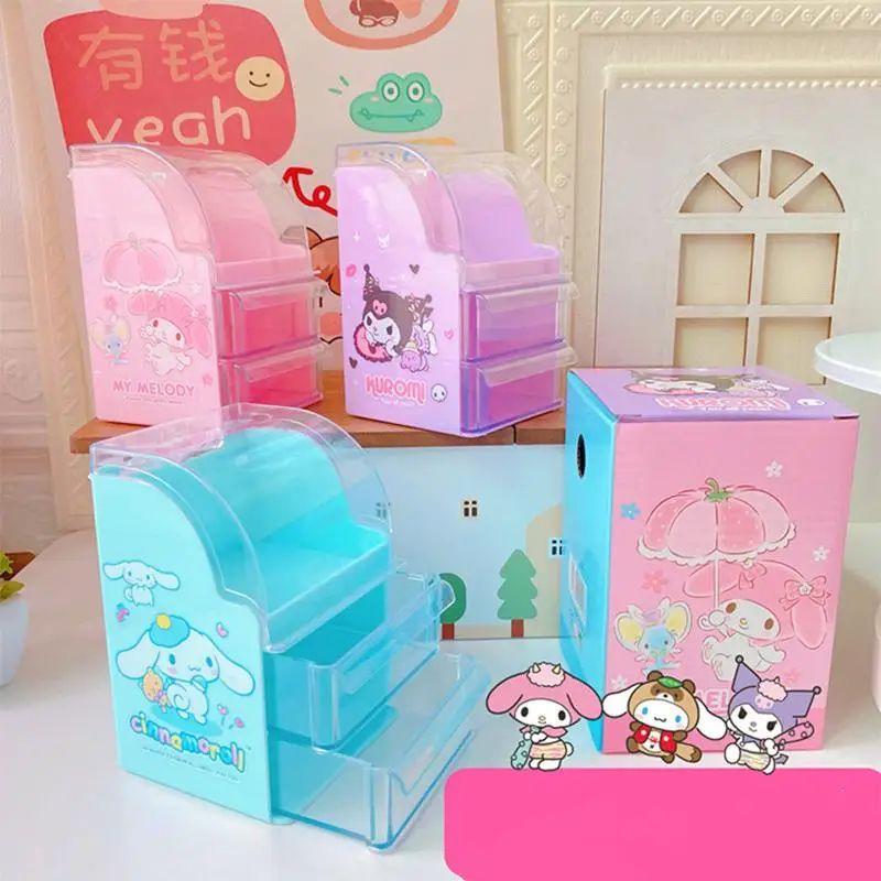 

2023 Anime Kuromi Melody Sanrio Large Capacity Multilayer Stationery Storage Box Desktop Storage Box Shelving Jewelry Storage