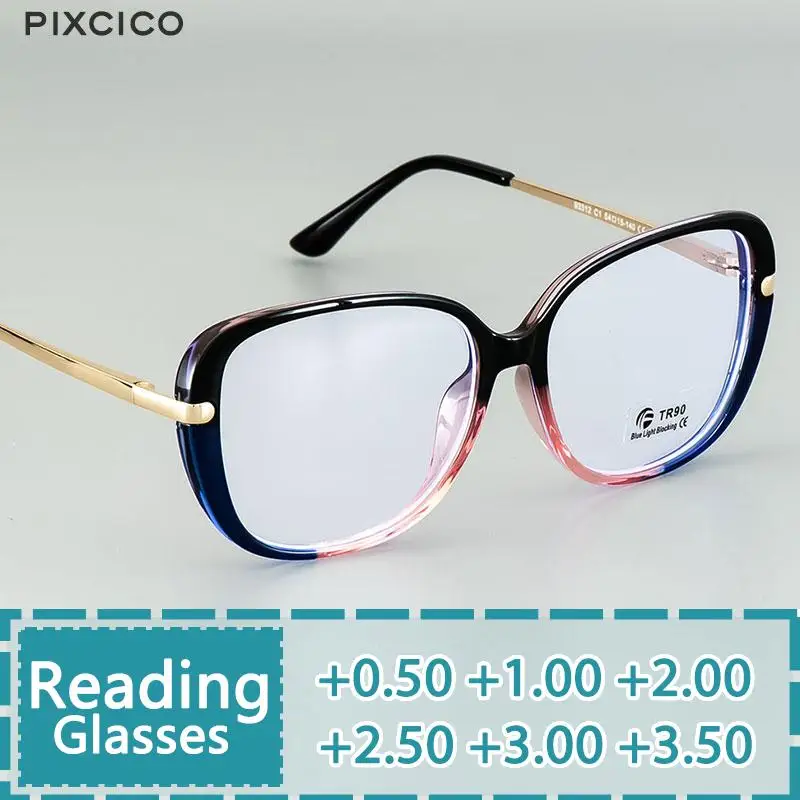 

R45836 Oversized Square Reading Glasses Women Large Frame Presbyopia Eyeglasses Diopter +1.00 +2.00 + 3.00 gafas