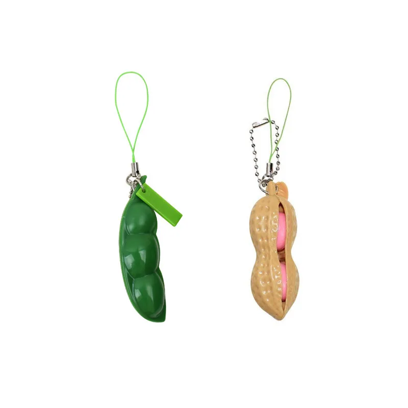 

1/2/5pcs Creative Simulation Edamame Peanut Infinite Extrusion Finger Decompression Plastic Fun Key Buckle Small Ornaments