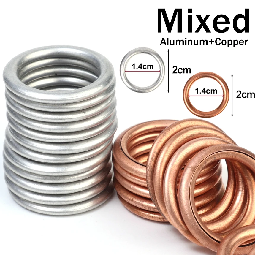 

100x автомобильные сливные прокладки масляного поддона, дренажный болт, алюминиевая/медная пробка для сливной пробки масла, сменные аксессуары Volkswagen Audi