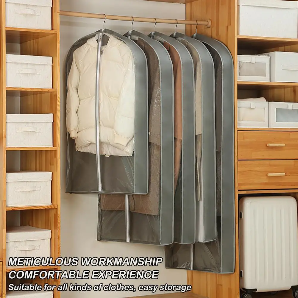 

Non Woven Clothing Dust Covers Long Suit Bag Garment Organizer Coat Suit Storage Bag Cover Dress Wardrobe Clothes Dust Prot K1N3