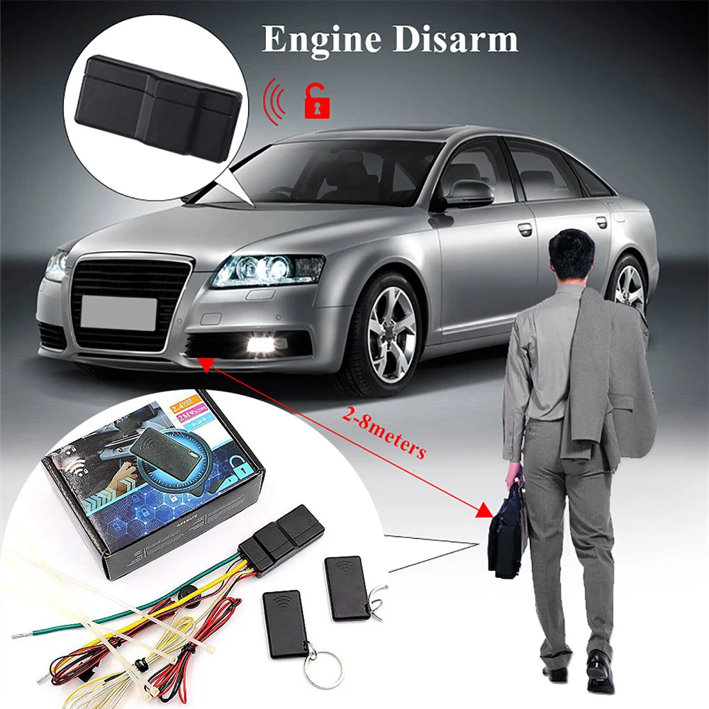 

Immobilizer Wireless Engine Lock Car Alarm System Anti-Hijacking Intelligent Circuit Cut Off Auto Unlock Device 12V 2.4G RFID