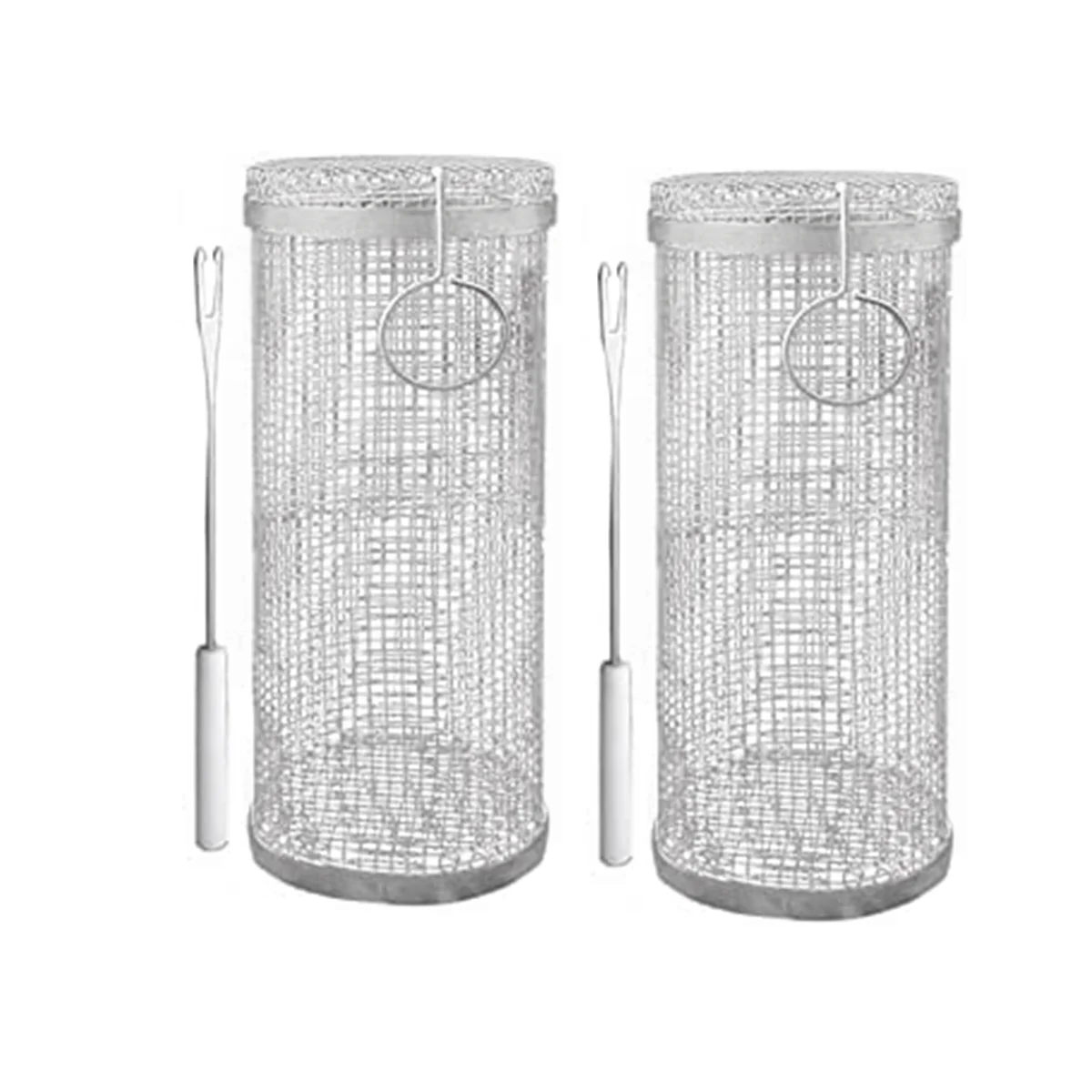 

2PCS BBQ Net Tube, Rolling Grilling Basket, Stainless Steel Wire Mesh BBQ Cylinder, Greatest Grilling Basket Ever