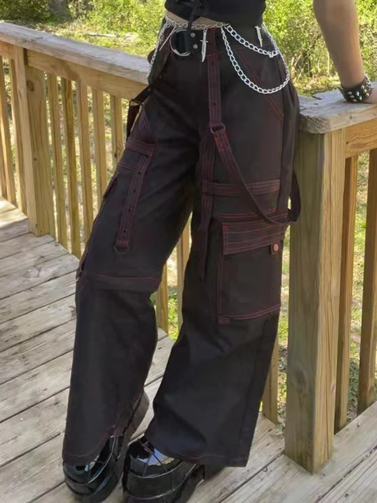 

Женские джинсы с низкой талией 2022, модная уличная одежда в стиле хип-хоп, мешковатые прямые джинсовые брюки с карманами, женские классически...