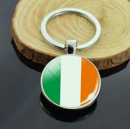 Модный Ирландский брелок для ключей keychains 25 мм серебряные металлические брелоки DIY флаг Пендент брелок для женщин и мужчин ювелирные изделия.
