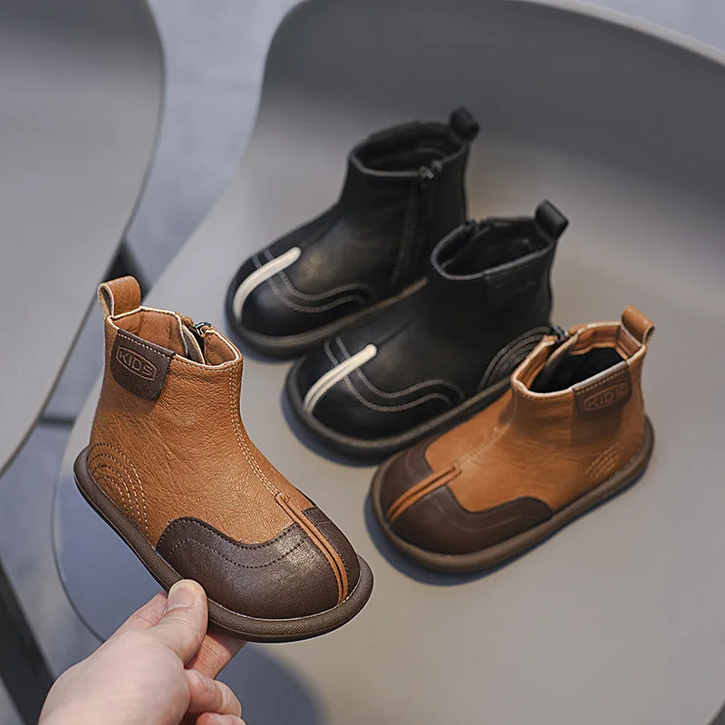 

Autumn Winter Baby Girls Boys Snow Boots Retro Style Kids Shoes Infant Toddler Shoes Anti-Slippery Soft Sole Child Plush Boots