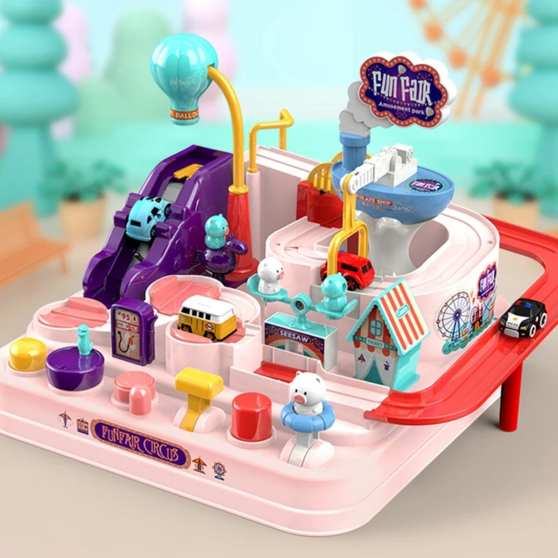 Детская игрушка мультяшный автомобиль трек игрушка инерционный раздвижной трек автомобиль Приключения парк аттракционов тема