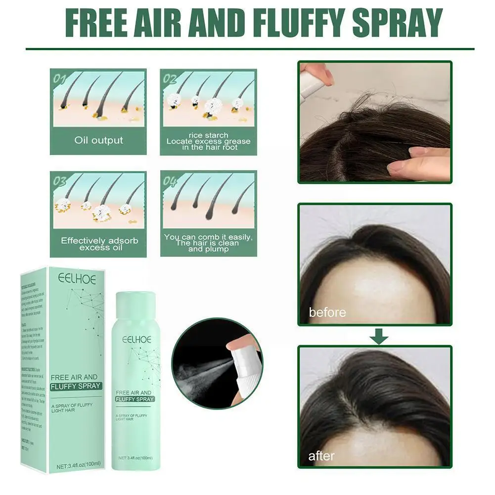 

No-wash Hair Fluffy Spray Dry Shampoo Hair Volume Mattifying Remove Powder Hair Spray Greasy Hair Fluffy Powder Oil Care W0X4