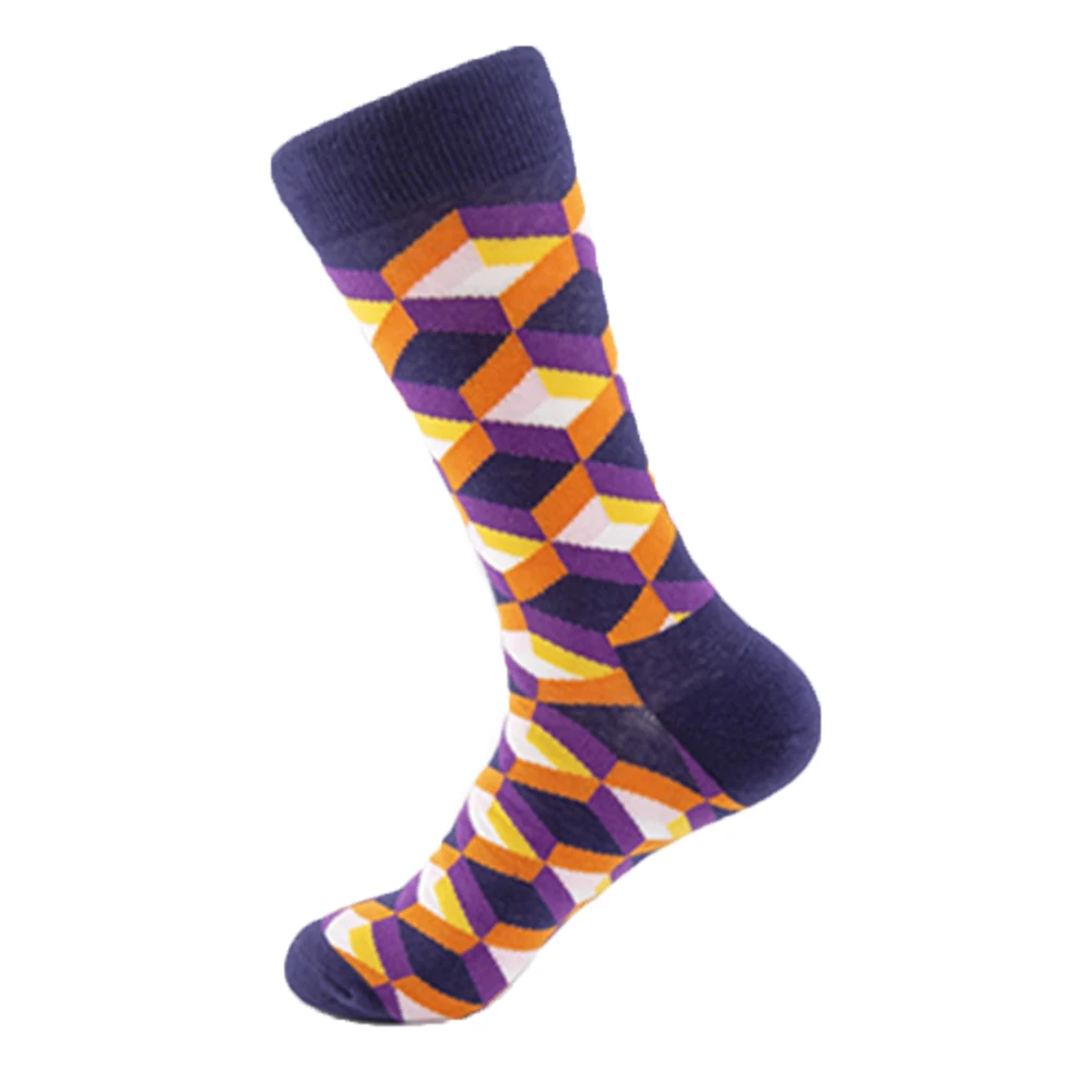 10Pairs Color Fashion Sock Cat Diamond Lattice Stripe Pattern Cotton Creative Stylish Skateboard Sport Mid Tube Socks Women&Men