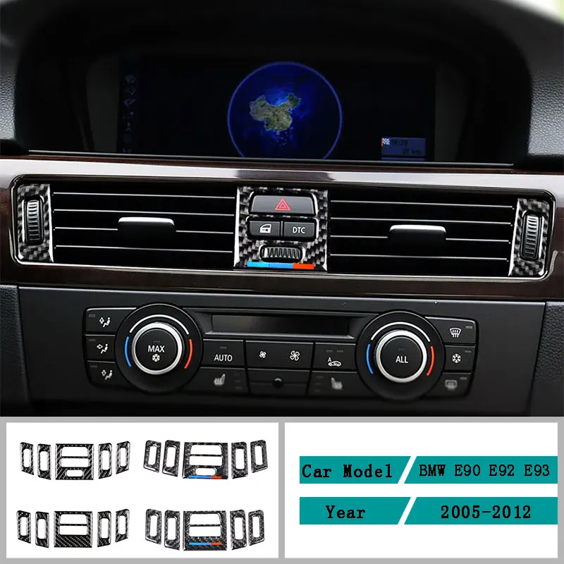 

Carbon Fiber Car Accessories Interior Air Conditioning Outlet Panel Decoration Cover Trim Stickers For BMW E90 E92 E93 2005-2012