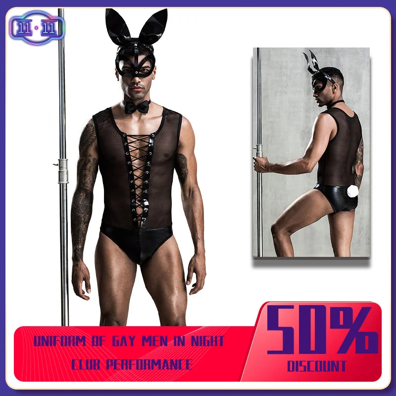 

Сексуальный мужской костюм кролика Горничная косплей горячие эротические мужские вечерние платья кролик ролевые игры Хэллоуин костюмы
