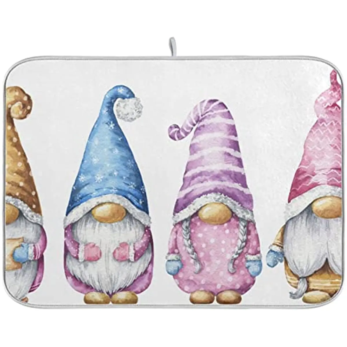 

Watercolor Cute Gnomes Dish Drying Mat, Absorbent Microfiber Pad Protector For Kitchen Counter Top Mat Dish Drainboard 18x24in