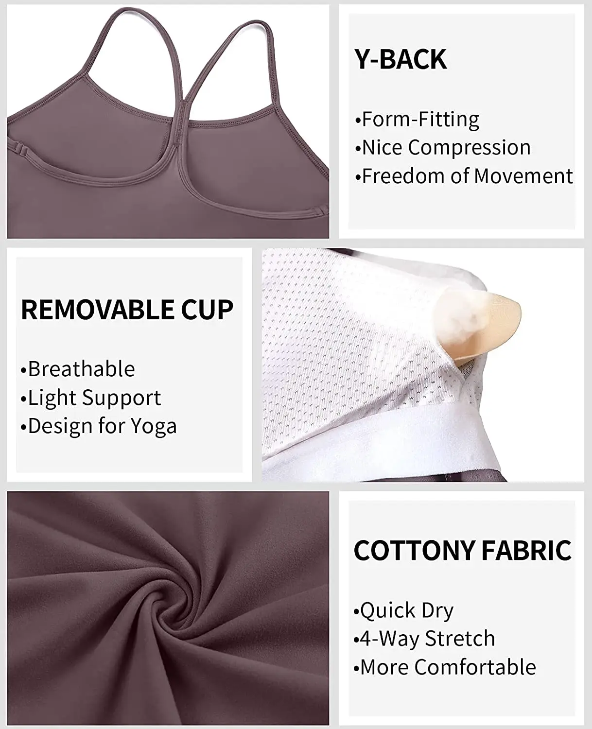 Топ женский спортивный Быстросохнущий со съемной чашкой без рукавов