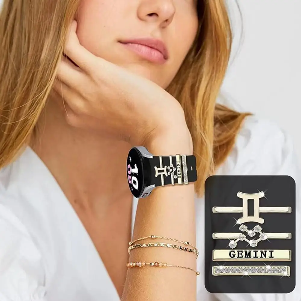

Украшение из алмазов двенадцать созвездий для браслета часов Apple, металлические подвески, декоративное кольцо, силиконовый ремешок для смарт-часов, аксессуары
