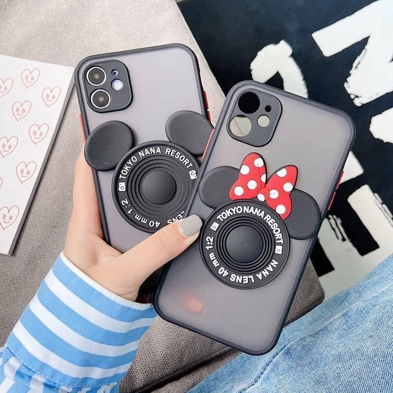 

Disney Mickey Minnie Mouse Leather Cortex Phone Case For Iphone 11 12 13 Pro Max Mini X Xs Xr 6 7 8 Plus SE Shockproof Cover