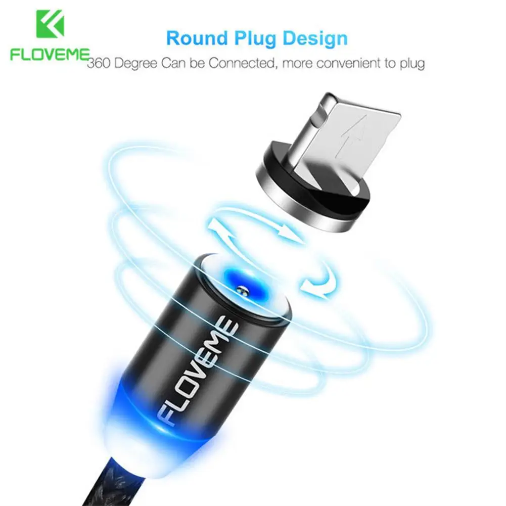 

Magnetic Charging Cable Portable Shock-resistant 360° Rotation Mobile Phone Data Cable Compatible For ios/Micro/Type-c