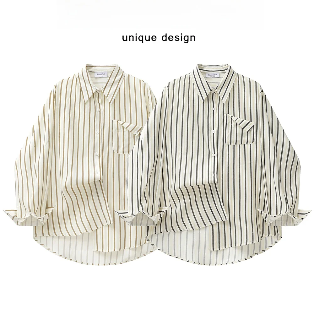 Xinmonlee японские модные рубашки в полоску верхняя одежда женская весенне-осенняя