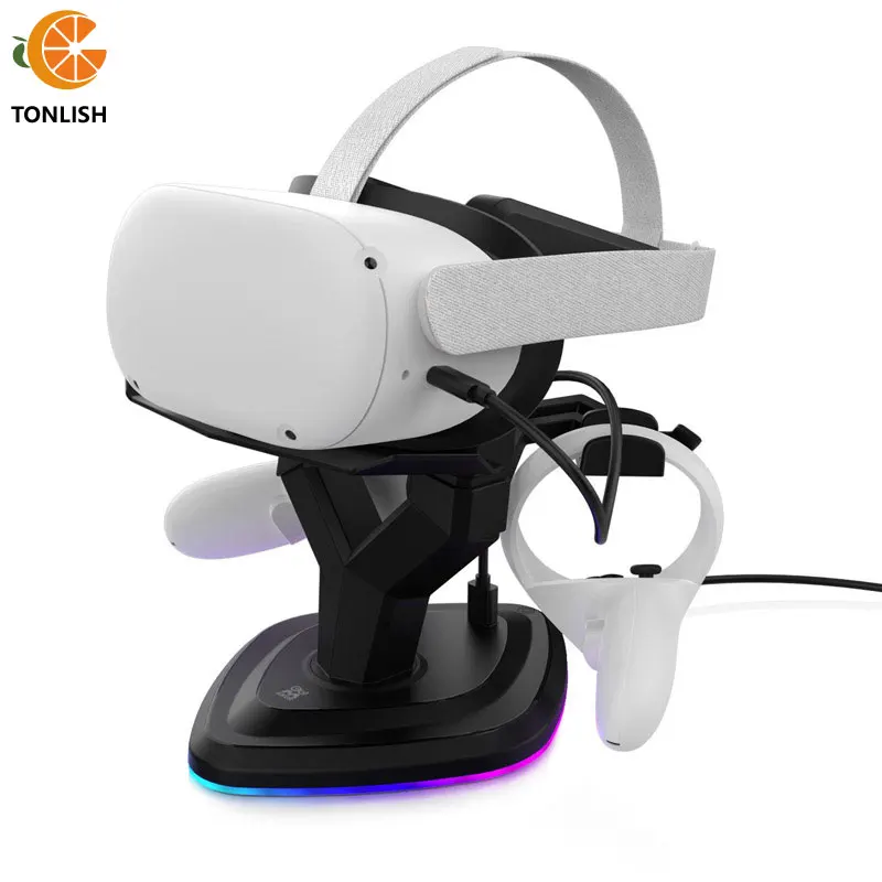 

Зарядная Станция TONLISH для VR-гарнитуры, регулируемый держатель для геймпада на шлем, нескользящая подставка для Oculus Quest/Quest 2, аксессуары вирту...