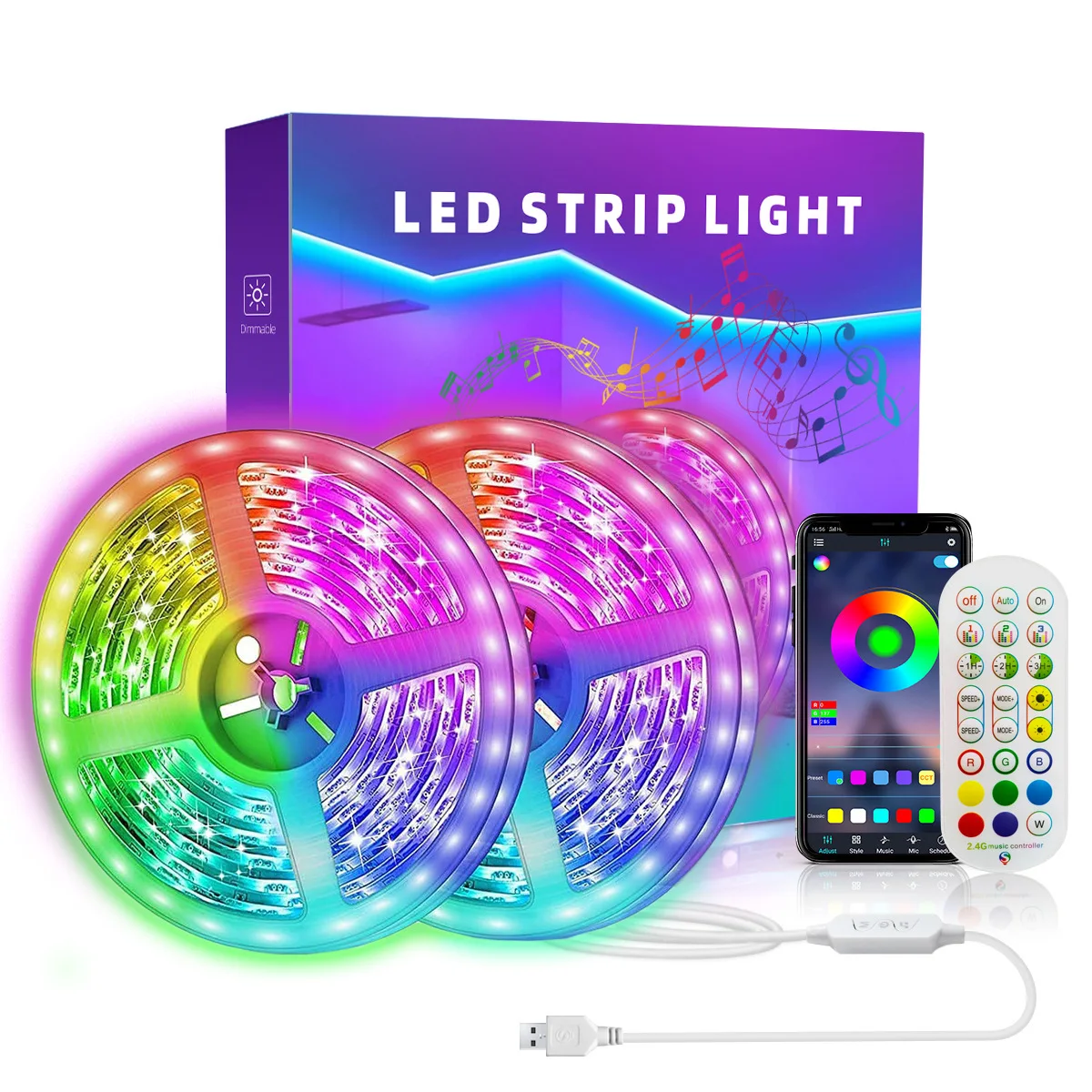 

WS2811 RGB Led Strip Light 5050 SMD Bluetooth App Music Strip Light Dream Color Addressable for Room Kitchen TV Backlight DC5V