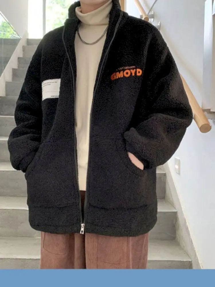 Куртка мужская из овечьей шерсти на молнии с высоким воротником |