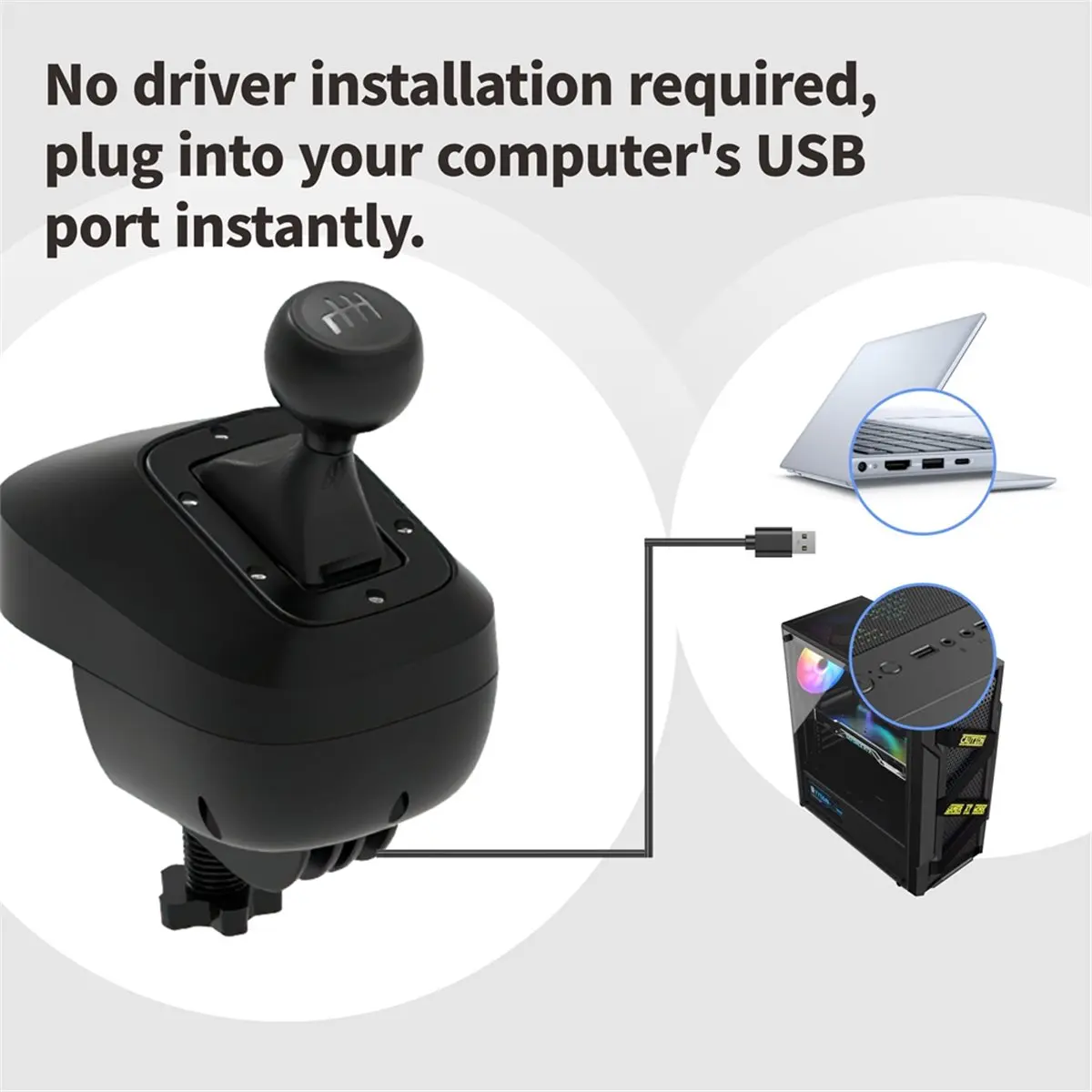 Фото Игровой руль для ПК с H-образным переключателем передач, USB-симулятор для G29, G27, G25, T300RS/GT №3